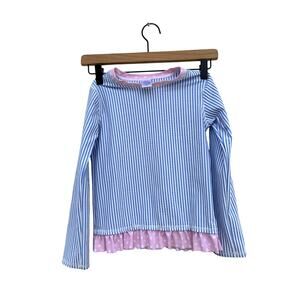Ruffle Butts Seersucker Rash Guard, Pink Ruffle,‎ Swim, Beach, Size 7